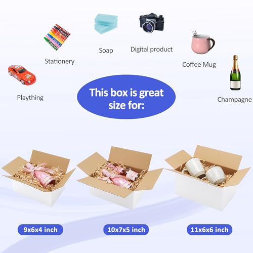 Eupako 12 Pack Small Shipping Boxes Assorted Sizes, White Corrugated Box Mailers, 9x6x4 & 10x7x5 & 11x6x6 4 PCS Each Small...