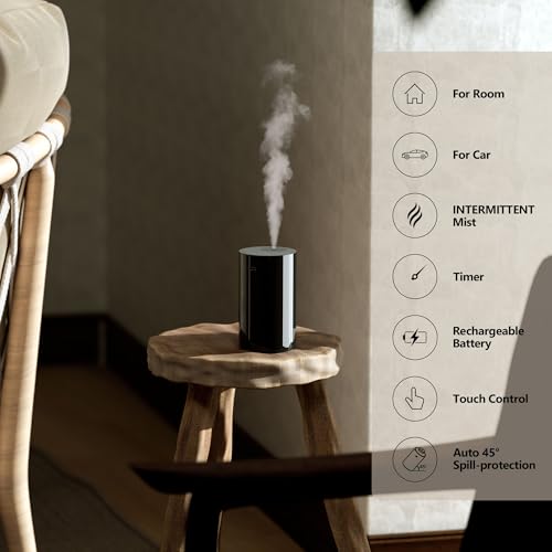 Airversa Waterless Essential Oil Diffuser Starter Kit with 4 x 10mL Hotel Scent Fragrance Oil, Battery Operated Mini Scent...