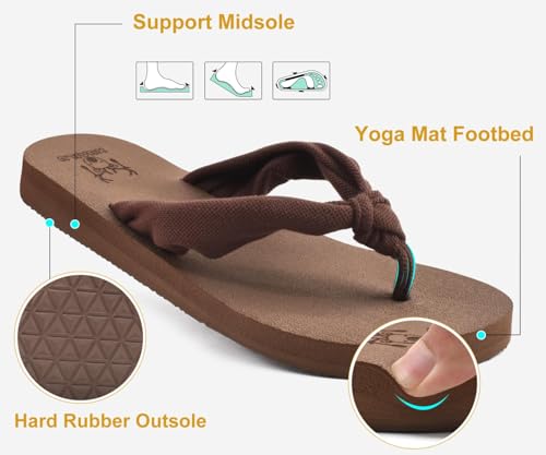 KuaiLu Flip Flops for Women with Arch Support Yoga Mat Comfortable Summer Beach Walking Thong Cushion Sandals Slip On Indo...