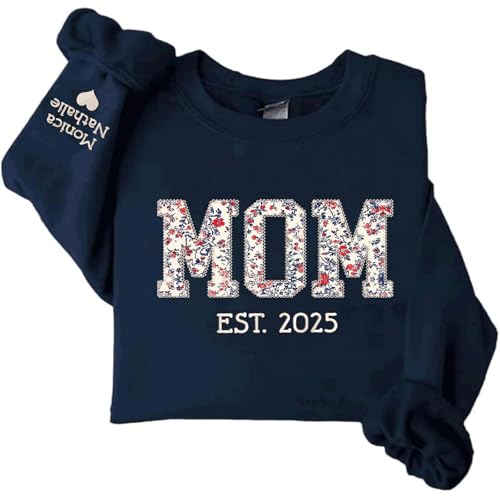 Famitrendz Personalized Floral Embroidered Grandma Crewneck Sweatshirt - Gifts for New Grandmas, Mothers Day, Birthday