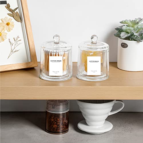 rejomiik 2 Pack Qtip Holder Thick Glass Apothecary Jars with Lid for Bathroom Accessories Vanity Organizers and Makeup Sto...