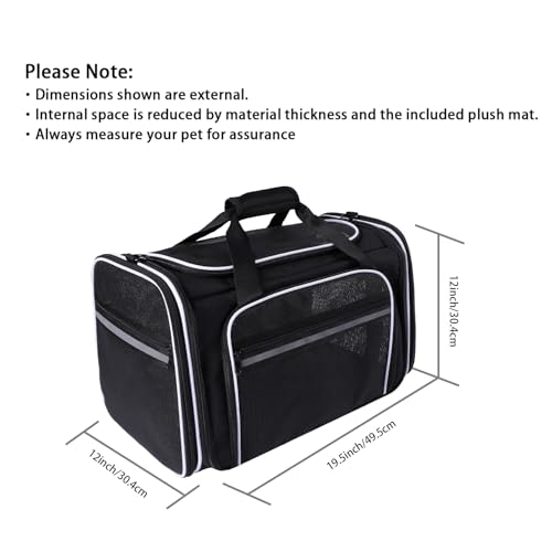 MASKEYON TSA Airline Approved Large Pet Travel Carrier,4 Sides Expandable with 2 Mesh Pockets,3 Entry, Soft Sided Collapsi...