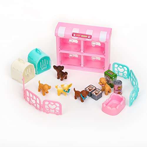 TQQFUN 32 PCS Dog Figures Play Set, Pet Care Center Pretend Play Set with Realistic Puppy Toys, Educational Gifts for Girl...