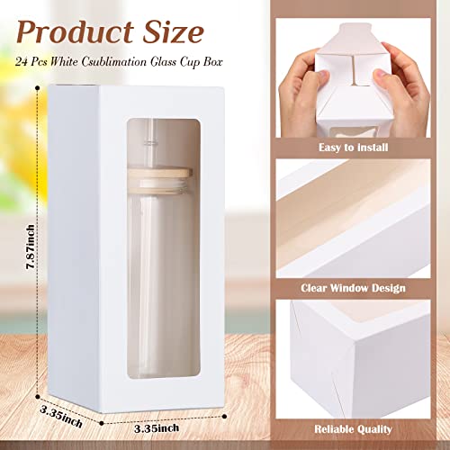 Honoson 24 Pcs Tumbler Gift Box with Ribbon for Sublimation Glass Exhibition Boxes Transparent for 12oz 16oz 20oz Drinking...