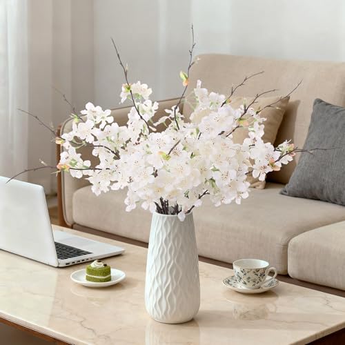 INXUGAO 12 PCS Faux Cherry Blossom Branches Decor 18.11 Inch Fake Artificial Cherry Flowers for Home Indoor Decoration Vas...