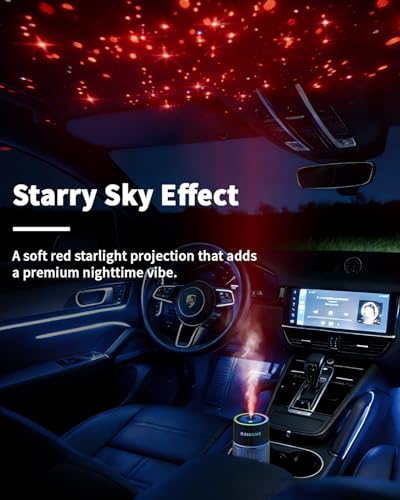 SSCILIFE Smart Car Air Freshener with Auto Sensor, Car Aroma Diffuser with RGB Music Syncing Light & Starry Sky Projectio...