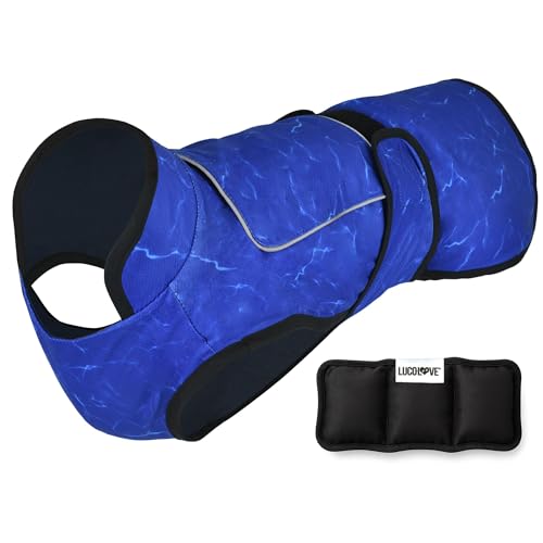 LUCOLOVE Dog Cooling Vest with Ice Pack – 2-Layer Evaporative Cooling Jacket with High Collar, UV Protection & Size-Matche...