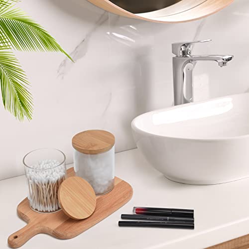 BKYFPQ 2 Pack Glass Qtip Holder Dispenser Set - Apothecary Jars with Lids - Vanity Makeup Organizer and Bathroom Canister ...