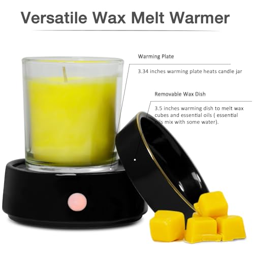 Electric Candle Warmer Ceramic Wax Melt Warmer Burner 3-in-1 Candle Warmer Plate for Scented Wax Jars Home Decor Fragrance...