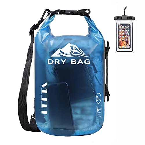HEETA Dry Bag Waterproof for Women Men, 5L/10L/20L/30L/40L Roll Top Lightweight Dry Storage Bag Backpack with Phone Case f...