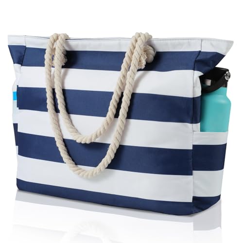 Clothirily Beach Bag for Women - Large Beach Tote Bag, Waterproof Sandproof Beach Bag with Zipper, Large Swim Pool Beach Tote