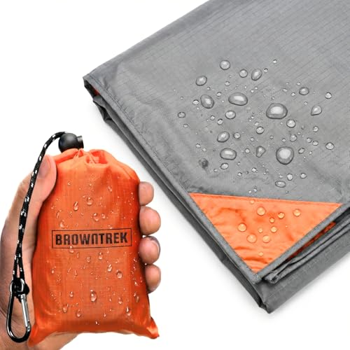 BROWNTREK Pocket Blanket (Water Resistant) - Ultralight Sand Proof Beach Mat for Hiking, Festivals, & Travel - Compact Gro...