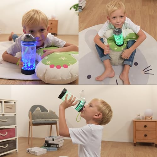 OkiyiD Kids Water Bottle, Cat-themed Light-Up Sport Cup with 3D Glowing LED Cat Light – 14 OZ Tritan BPA-Free - Kids Gift ...