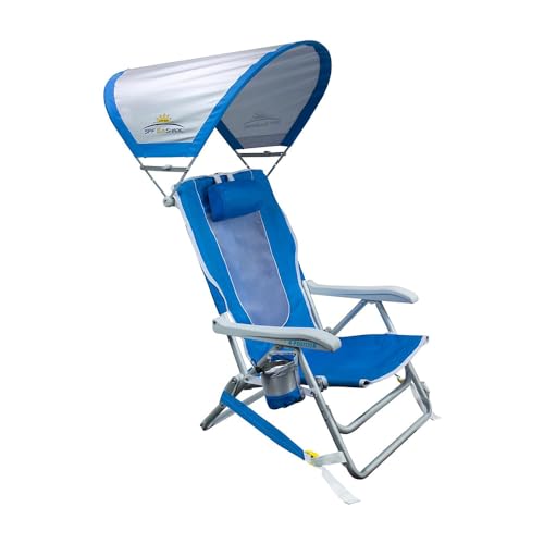 GCI Outdoor Sunshade Backpack Beach Chair | Reclining Folding Canopy Chair with Durable Armrests, Drink Holder & Carry Str...