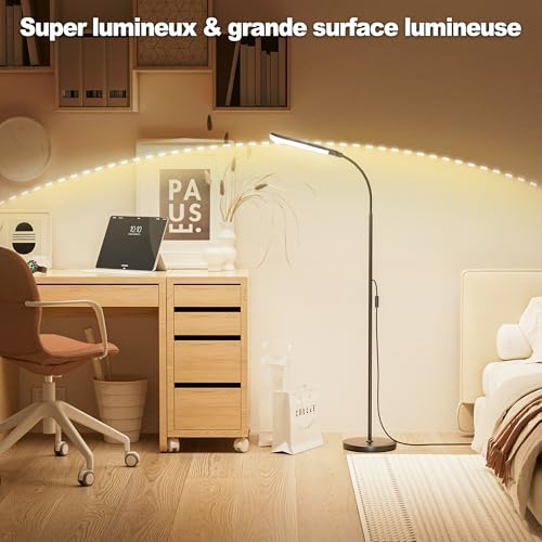 Floor Lamp, 18W Super Bright LED Floor Lamps for Living Room with Remote, Stepless Dimming Color Temperature & Brightness,...