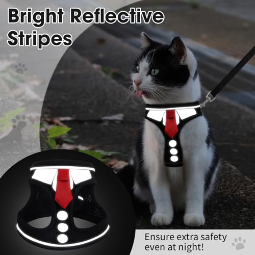 NCMAMA Cat Harness and Leash Set for Walking Escape Proof, Soft Adjustable Kitten Harness Breathable Mesh with Reflective ...