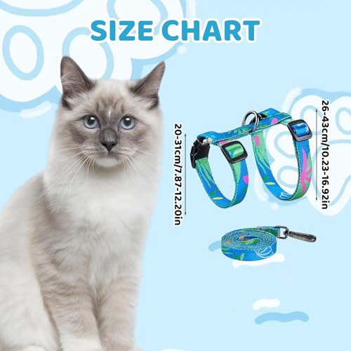 1 Set Cat Harness and Leash, Adjustable Escape Proof Cat Harness, Comfortable Soft Lightweight Design for Daily Walks and ...