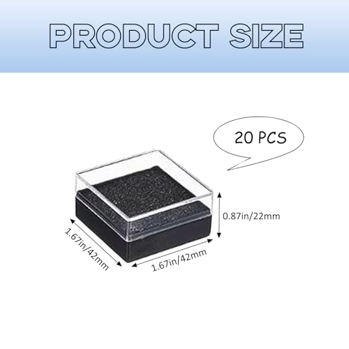 TTFdacai 20 Pcs Clear Plastic Gift Box For Pin 1.7x1.7x0.9inch Black Plastic Lapel Pin Storage Boxes for Badge Pin Crystal...