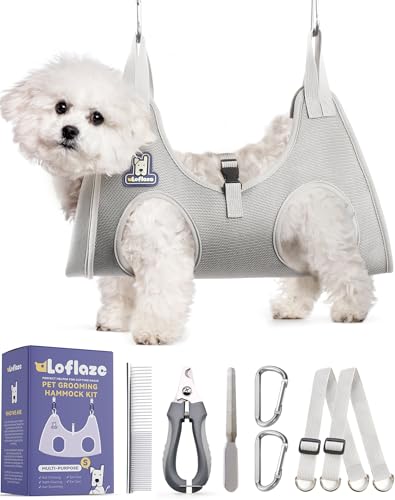 Loflaze Dog Grooming Hammock Harness for Dogs & Cats with Pet Nail Clipper Trimmer - Cat Hanger Sling for Trimming Clippin...