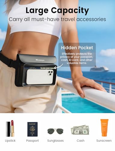 Niveaya IPX8 Waterproof Fanny Pack for Men Women, Large Capacity Touch Screen Dry Bag for Kayaking, Paddle Boarding, Water...