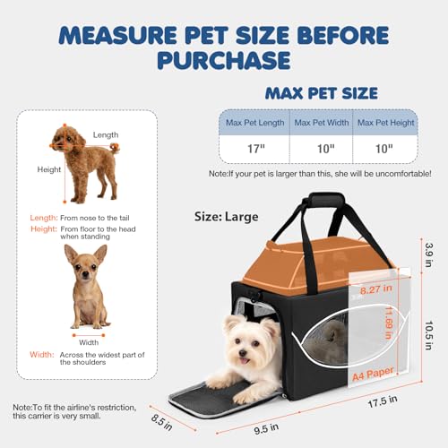 Lekereise Top-Expandable Pet Carrier 18x11x11Inch Delta American United Airline Approved Underseat to 15lbs Stable Car Tra...