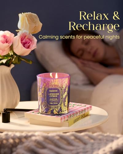M&SENSE Wild Peony Scented Candle, Soy Wax Clean, Non-Toxic Burn, 55 Hours Long Burning 10.3oz, Elegant Romantic Floral Ar...