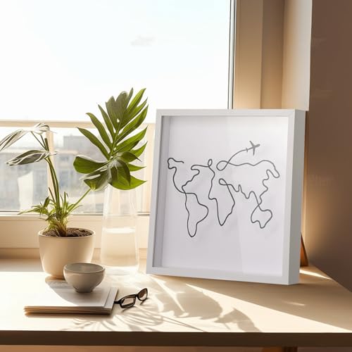 MUXIUNT Travel Adventure Archive Shadow Box For Memories,8&12Inch Concert Travel Ticket Stub Memory Top Loading Shadow Kee...