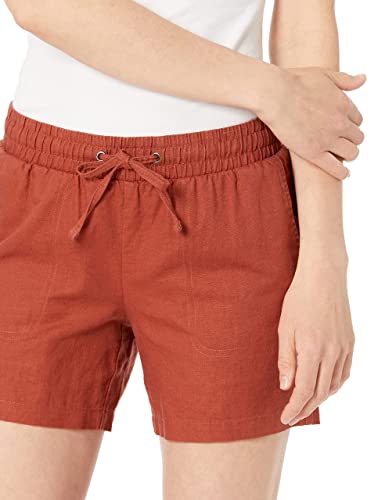 Amazon Essentials Women's 5" Inseam Drawstring Elastic Waist Linen Blend Summer Shorts
