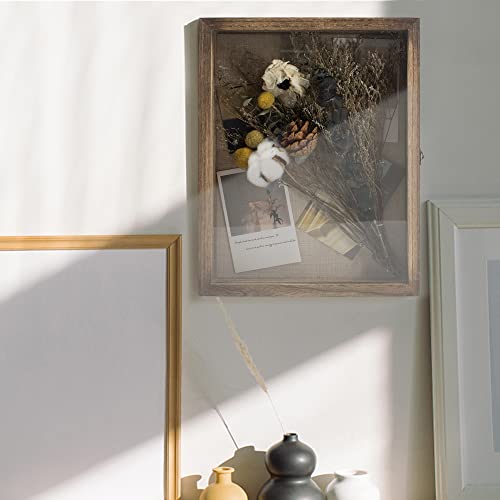 GraduatePro Shadow Box Frame 11x14 Display Case with Linen Back, Real Glass Window Door with Hinge, Picture Frame Wedding ...
