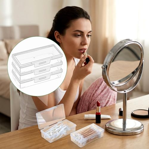 Sibba 3 x Plastic Cotton Swab Holder Clear Small Dental Floss Picks Storage Box Flossers Cotton Pad Holder with Dustproof ...