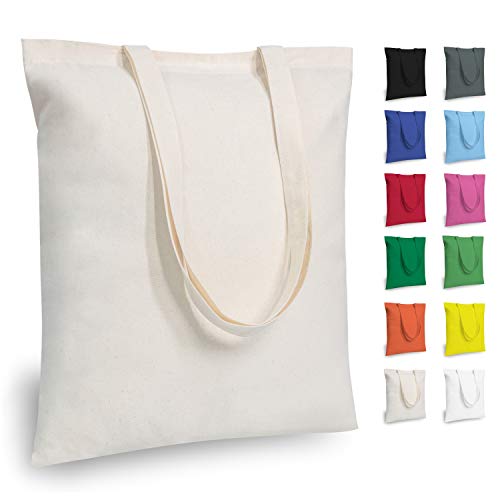TOPDesign 12-Pack Economical 16"x15" Cotton Tote Bags, Lightweight Medium Reusable Grocery Shopping Cloth Bags, Suitable f...