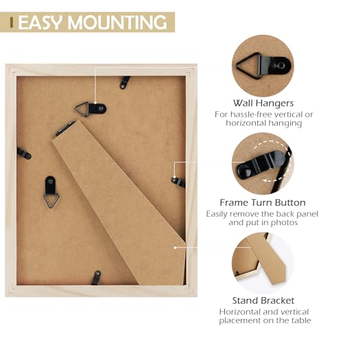 Golden State Art, 8x10 White Picture Frame Made of Solid Pine Wood and Tempered Glass, Display for 8x10 Picture Without Ma...