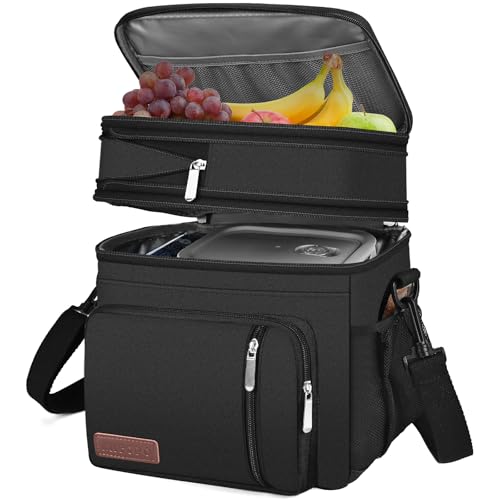 MIYCOO Lunch Bag & Lunch Box for Men Women, Double Deck Leakproof Insulated Soft Large Adult Camping Cooler bag for Work, ...