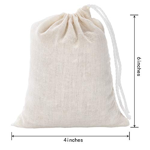 Tatuo 50 Pieces 4 x 6 Inches Muslin Cotton Drawstring Bags Canvas Linen Sachet Bag Reusable Empty Gift Pouch for Party Hom...