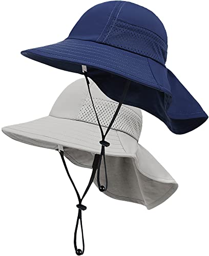 Toddler Baby Sun Hat Kids Summer Beach Essentials Adjustable Beach Hats with Bucket Wide Brim for Boys Girls Age 0-14 Years