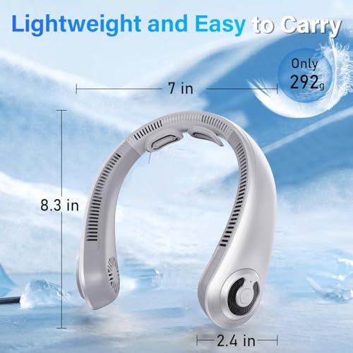 Neck Fan - Portable Neck Fan with Neck Support, 5 Speeds, All Around Airflow, Hand-free Bladeless Personal Cooling Fans, R...