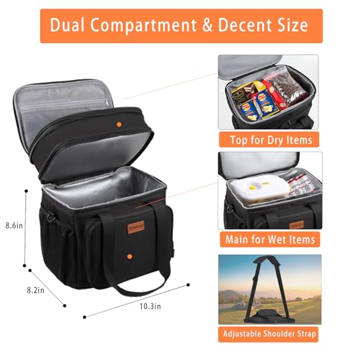 Expandable Insulated Large Lunch Box, Double Deck Heavy Duty Durable Lunch Bag Leakproof Cooler Bags for Men Women Adults ...