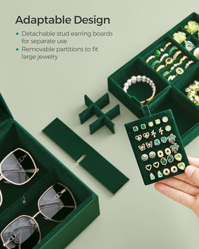 SONGMICS 2-Layer Jewelry Box, Jewelry Organizer with Handle, Removable Jewelry Tray, Jewelry Storage, Floating Effect, 8.1...
