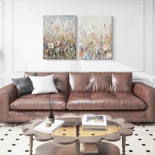 Framed Plants Wildflowers Canvas Wall Art Vintage Floral Painting Poster Pictures Gallery-Quality Prints Living Room Bedro...