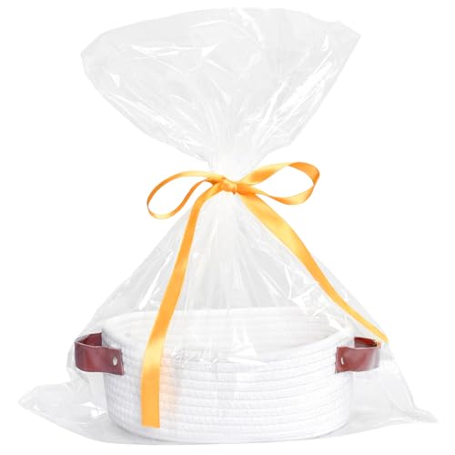 ABenkle Small Woven Basket, Mini Cotton Rope Storage Tiny Shelf Oval Decorative Toy Dog Cat Bin for Nursery, Empty Gift Ba...