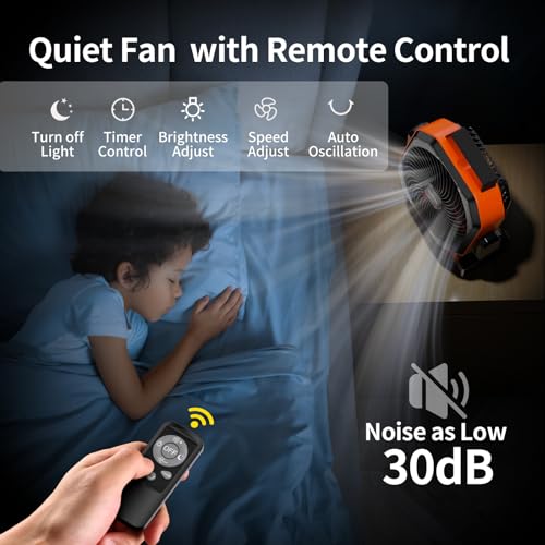 Socool Camping Fan with Light, 20000mAh Rechargeable Battery Fan with Remote, 112Hrs & 8 Speeds, Digital Display, Timer, A...