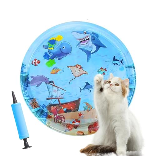 Gkiozu Cat Water Mat for Indoor Cats, Upgraded 0.6mm Thicken Scratch-Resistant Interactive Sensory Play Mat with Floating ...