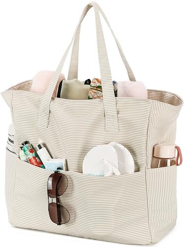 LEDAOU Beach Bag Waterproof Sandproof Women Beach Tote Pool Bag with Zipper for Swim Gym Grocery Travel with Wet Pocket | ...
