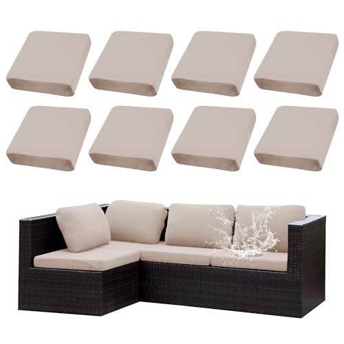 SUKAIKEQA Outdoor Cushion Covers Set,8PCS Patio Furniture Couch Seat Slipcovers, Replacement for Sofa Sectional Chair(Cove...
