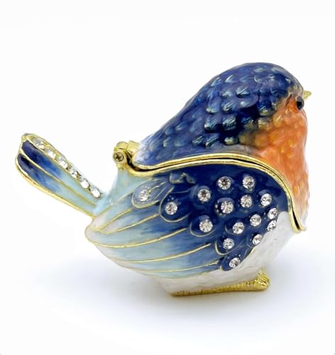 Robin Bird Jewelry Trinket Boxes Hinged Ring Box.Collectible Bird Figurines Home Decor Gifts for Women.Necklace Rings Earr...