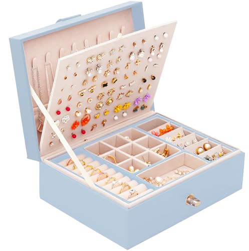 QBestry Girls Jewelry Box Earring Holder Organizer for Girls Jewelry Organizer Box Stud Earrings Organizer for Girls Women...