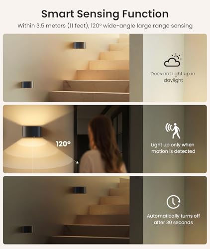 FULEN Motion Sensor Wall Light with Remote Control 3 Colors Wireless Wall Lamp LED Indoor Up and Down Wall Sconce 5000mAh ...