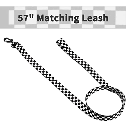 Ihoming Puppy Collar and Leash Set for Daily Outdoor Walking Running Training, Chess Board Design for Extra Small Boys Gir...