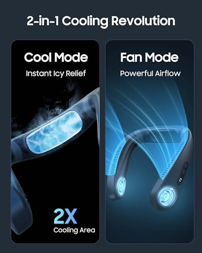 KOHA CoolMaster Ultra Neck Fan, Neck Air Conditioner, 2-in-1 Cooling Neck Fan Portable Rechargeable, Wearable Personal Fa...
