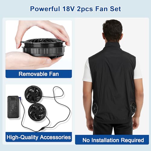 Foiueyga Cooling Vest for Men Women with 20000mAh Battery, 2pcs Fan 18V Electric Air Conditioned Vest for Hot Weather Outdoor